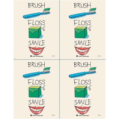 Medical Arts Press® Dental Postcards; for Laser Printer; Brush, Floss, Smile, 100/Pk