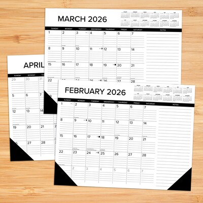 2026 Willow Creek 22 x 17 Monthly Desk Pad Calendar, Black/White (57216)