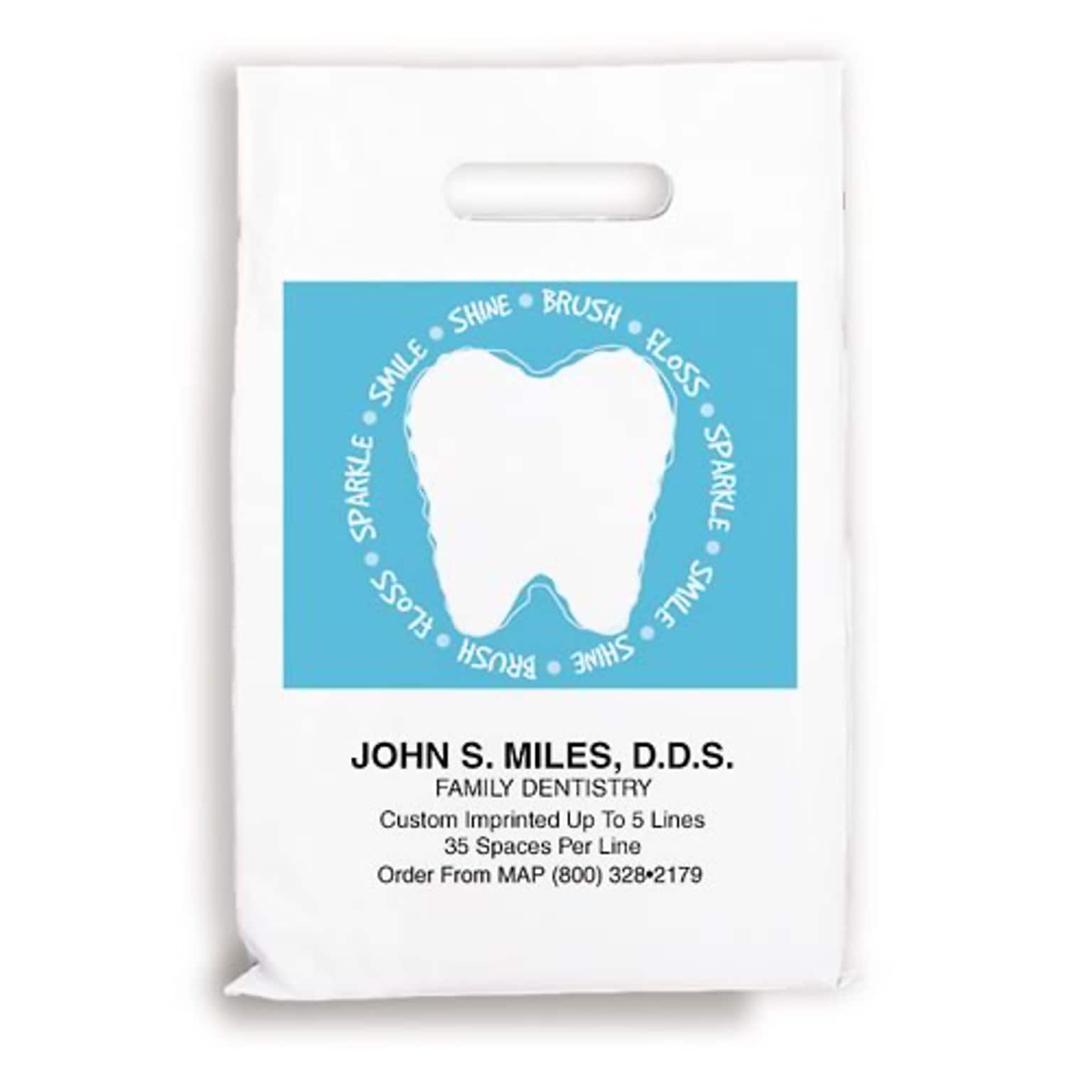Medical Arts Press® Dental Personalized 1-Color Supply Bags; 9 x 13, Words around tooth, 100 Bags, (668971)