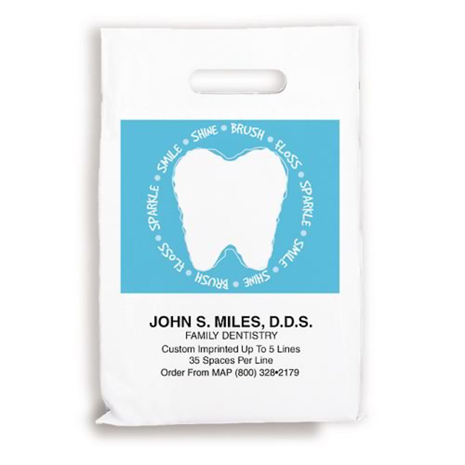 Medical Arts Press® Dental Personalized 1-Color Supply Bags; 9 x 13, Words around tooth, 100 Bags, (668971)