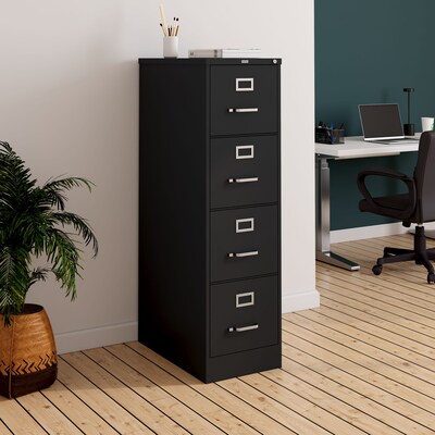 Quill Brand® 4-Drawer Vertical File Cabinet, Locking, Letter, Black, 25"D (25164D)