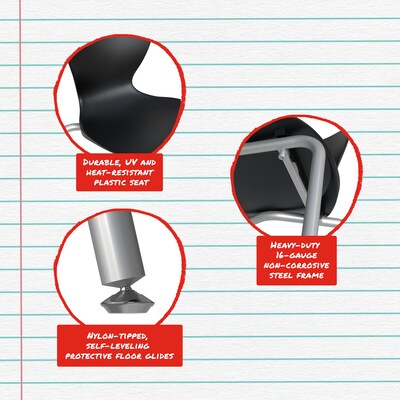 Staples Polypropylene 12" Student Chair, Black, 4/Box (ST63543)