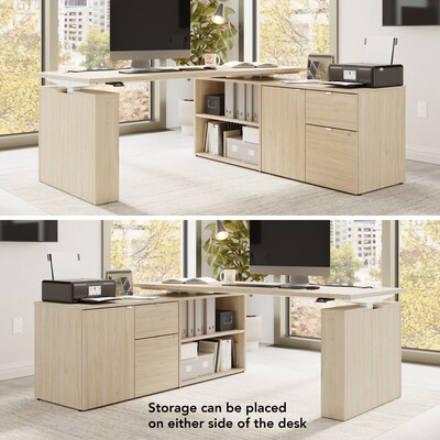 Bush Business Furniture Stratus 72W Electric Adjustable Standing Desk with Storage, Natural Elm (SUT020NE)