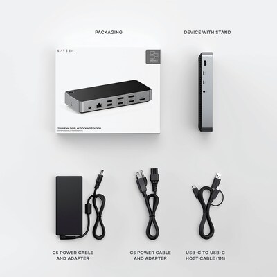 Satechi Triple 4K Display Universal Docking Station, Space Gray (ST-D4KTM-US)
