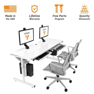 VersaDesk 72"W Basic Computer Table, White (BCT7224-WW)