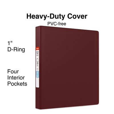 Staples Heavy-Duty 1 3 Ring Non-View Binder, Maroon (ST56301-CC)