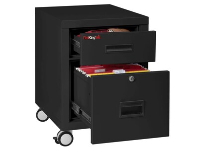 FireKing 2-Drawer Mobile Vertical File Cabinet, Letter/Legal Size, Lockable, Fire Resistant, Black (