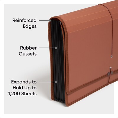 Smead Tuff Heavy Duty Reinforced Expanding Wallet with Button & String Closure, Legal, Redrope (73789)