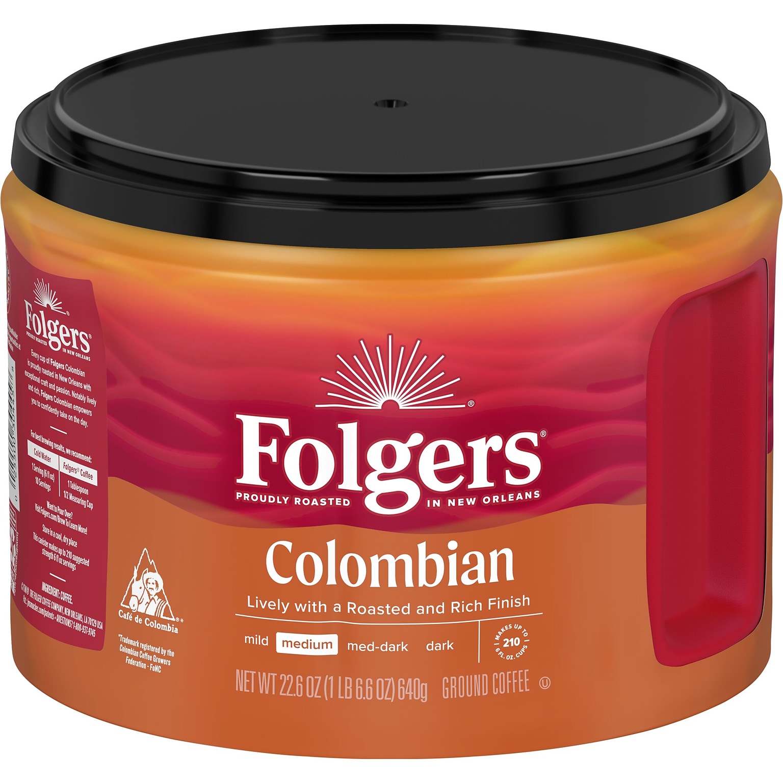 Folgers 100% Colombian Ground Coffee, Medium Roast, 22.6 oz., Each (SMU30445)
