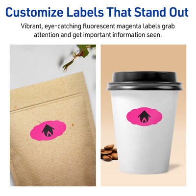 Avery Oval Scalloped Laser/Inkjet Multipurpose Labels, 1-1/8" x 2-1/4", Neon Magenta (420/Pack)