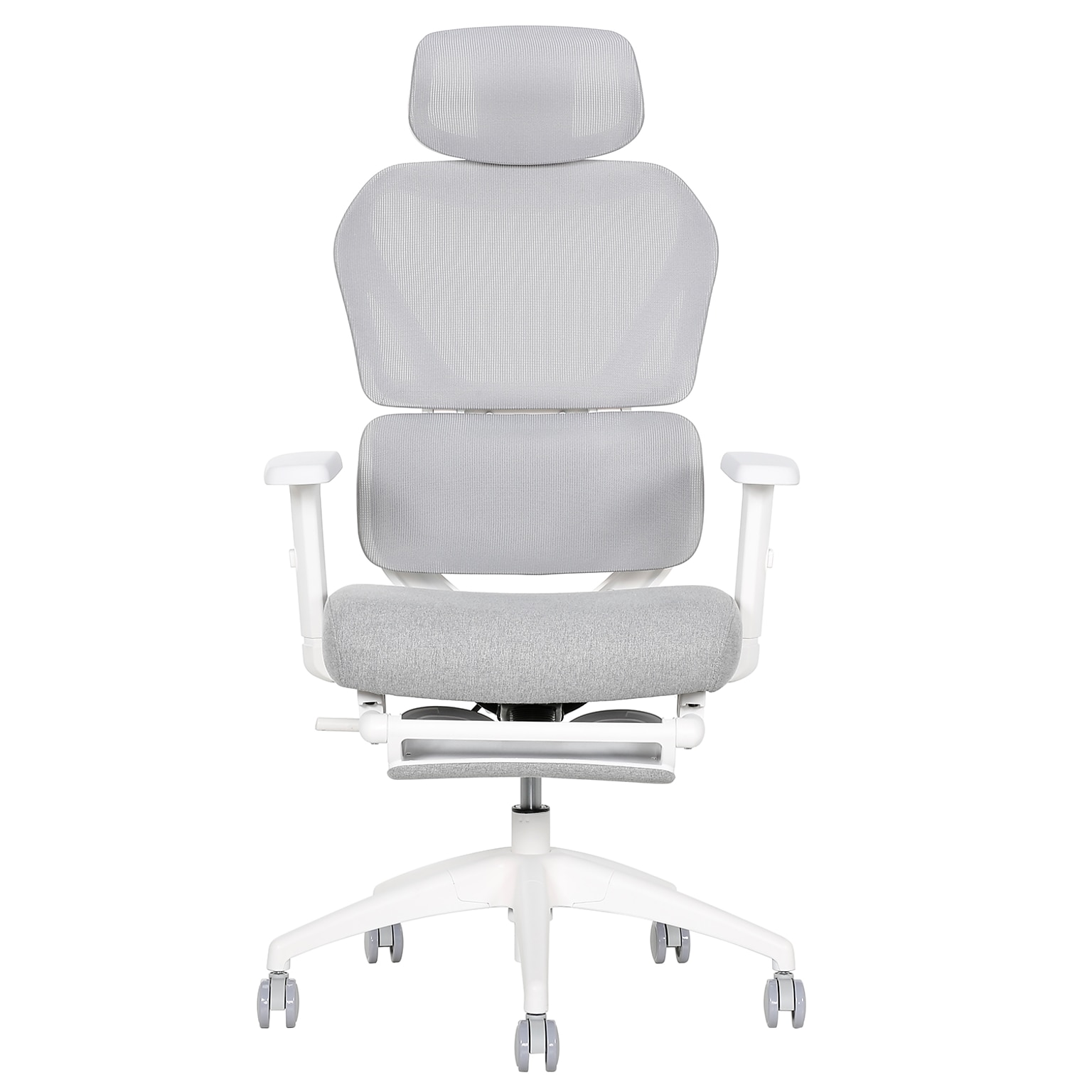 Sharper Image S-850 Heated Ergonomic Mesh Swivel Executive Massage Chair, Light Gray/White (60106-LGRYWHT)