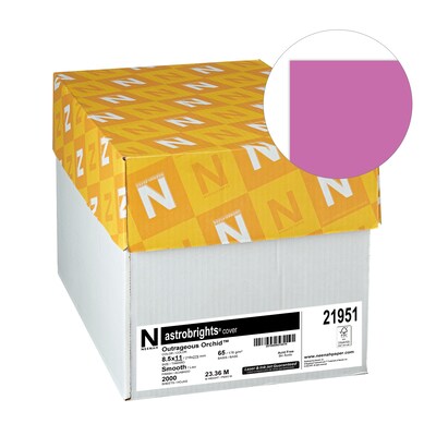 Astrobrights 65 lb. Cardstock Paper, 8.5 x 11, Outrageous Orchid, 250 Sheets/Ream, 8/Ream (WAU21951CT)