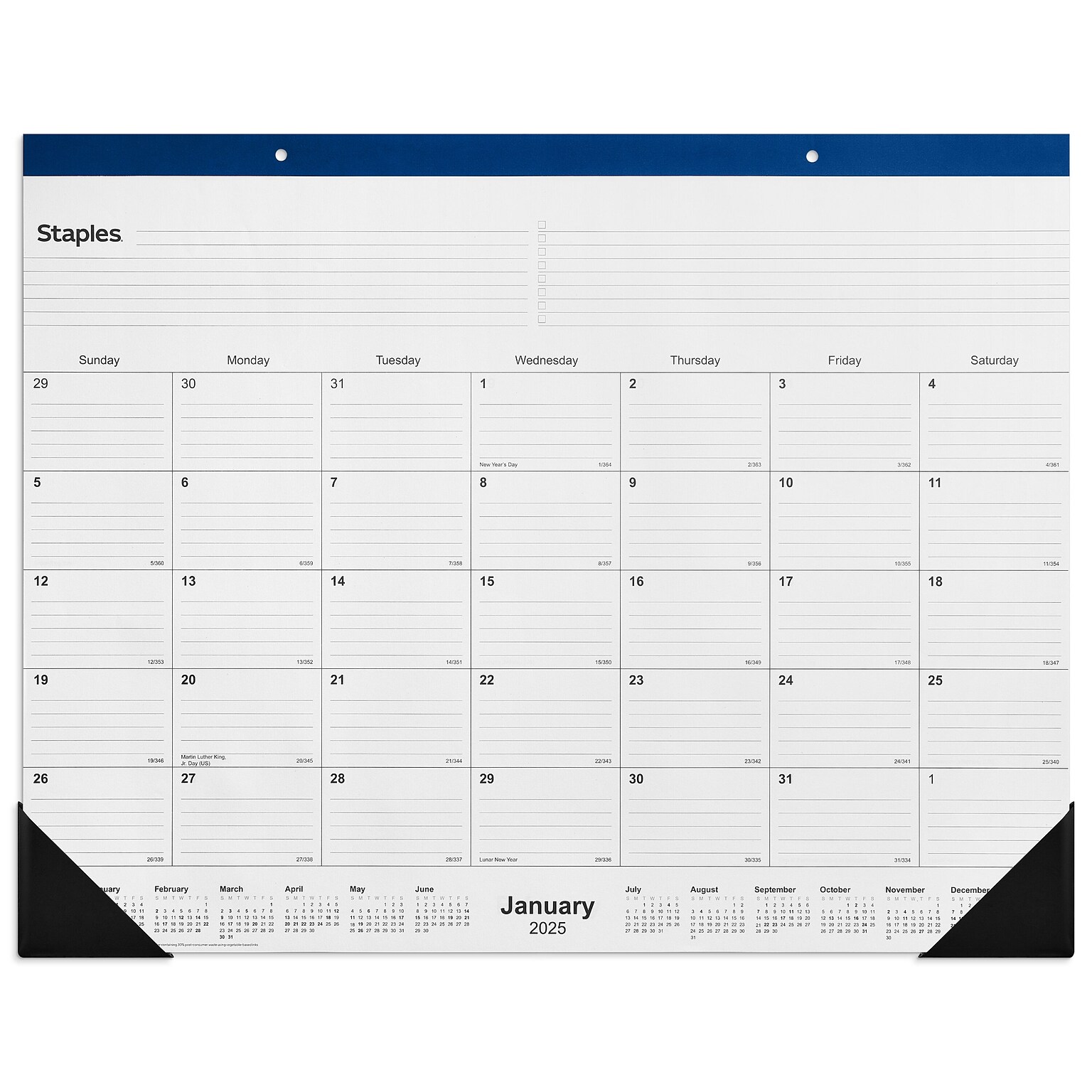 2025 Staples 22 x 17 Desk Pad Calendar, Navy (ST59700-25)