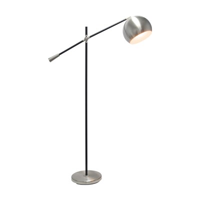 Lalia Home Black Matte Swivel Floor Lamp with Inner White Dome Shade (LHF-5015-BN)
