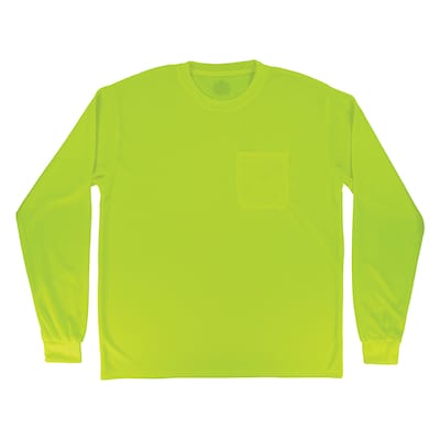 GloWear 8093 High Visibility Long Sleeve T-Shirt, Lime, X-Small (21811)