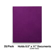 Staples Smooth 2-Pocket Paper Folder with Fasteners, Purple, 25/Box (50776/27544-CC)