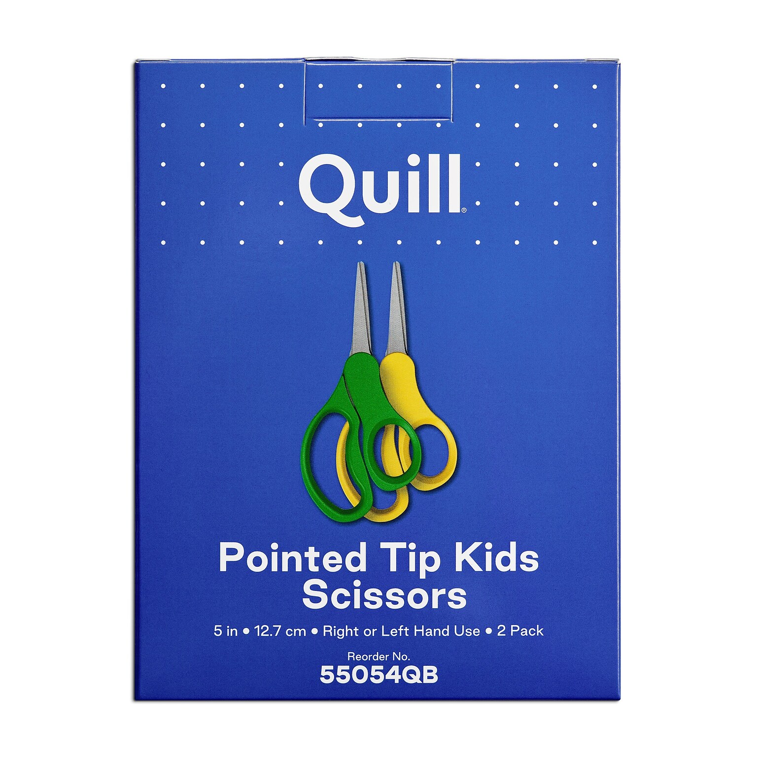 Quill Brand® 5 Kids Pointed Tip Stainless Steel Scissors, Straight Handle, Right & Left Handed, 2/Pack (55054QB)