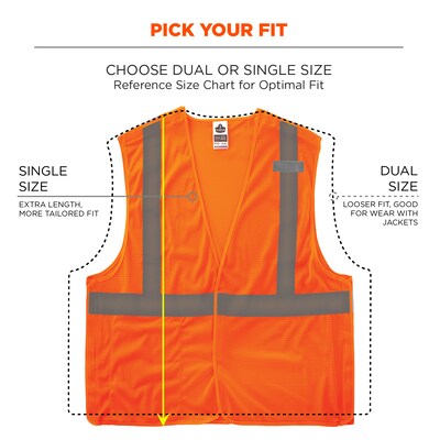 Ergodyne GloWear 8215BA High Visibility Sleeveless Safety Vest, ANSI Class R2, Orange, S/M (21063)