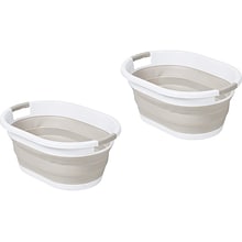 Honey-Can-Do Collapsible Laundry Basket, Rubber, Warm Gray/White, 2-Piece Set (HMP-09824)