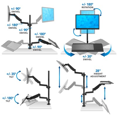 Mount-It! Adjustable Monitor Mount, Up to 32", Black (MI-7995)
