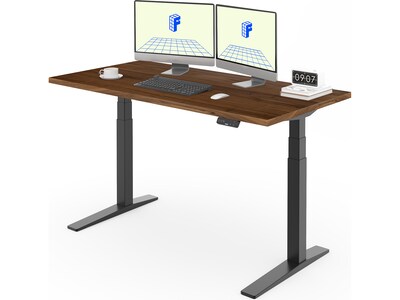 FlexiSpot E7 Pro 60"W Electric Adjustable Standing Desk, Black Walnut/Black (E7BPRO6030-BW)