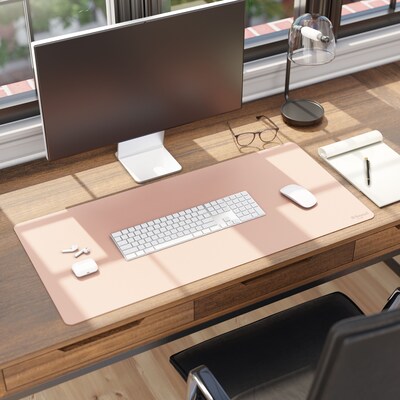 Smead Large Vegan Leather Anti-Slip Desk Pad, 36" x 17", Light Pink (SMD64829)