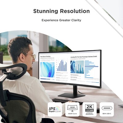 ViewSonic 34 Curved UWQHD 120Hz Monitor, Built-In Speaker, Universal Docking Station, Adjustable, HDR10, Black (VG3420C)