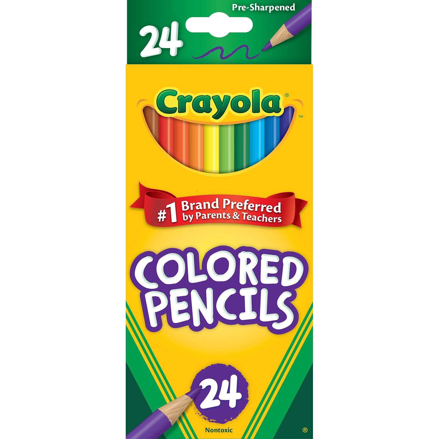 Crayola Kids Colored Pencils, Assorted Colors, 24/Box (68-4024)