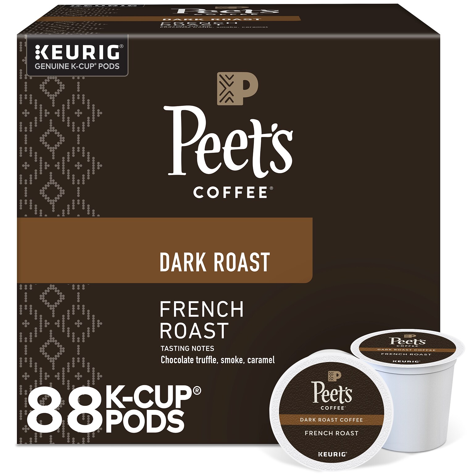 Peets Coffee, Keurig K-Cup Pod, French Roast, 22/Box, 4 Boxes/Carton (6545XXCT)