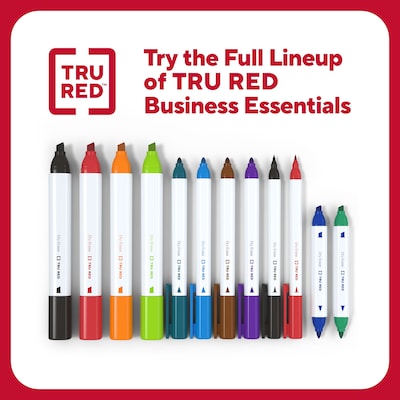 TRU RED™ Pen Dry Erase Markers, Ultra Fine Tip, Assorted, 4/Pack (TR61458/TR57422)