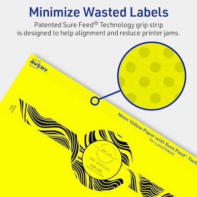 Avery Cigar Laser/Inkjet Multipurpose Labels, 2-3/8" x 8", Neon Yellow (60/Pack)