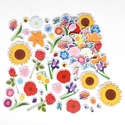 Ready2Learn Foam Flower Stickers, Multicolored, 152/Pack (CE-10095)
