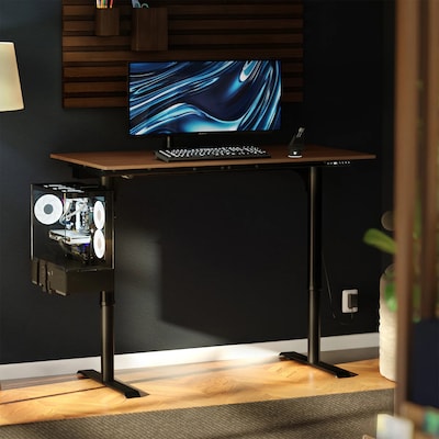 Arozzi Arena Nordico 55"W Electric Adjustable Standing Desk, Walnut (ARENANRDBKWLN)