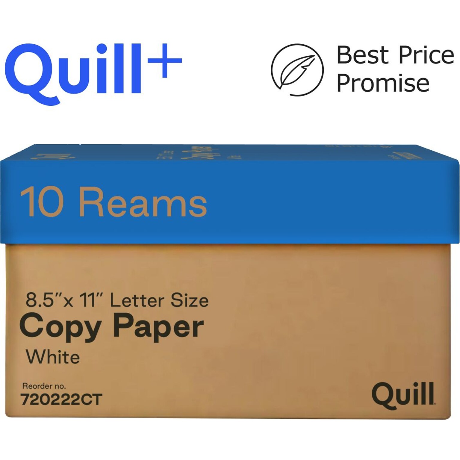 Quill+ Quill Brand® 8 1/2 x 11 Copy Paper, 20 lbs., 92 Brightness, 10 Reams/CT (720222CT)