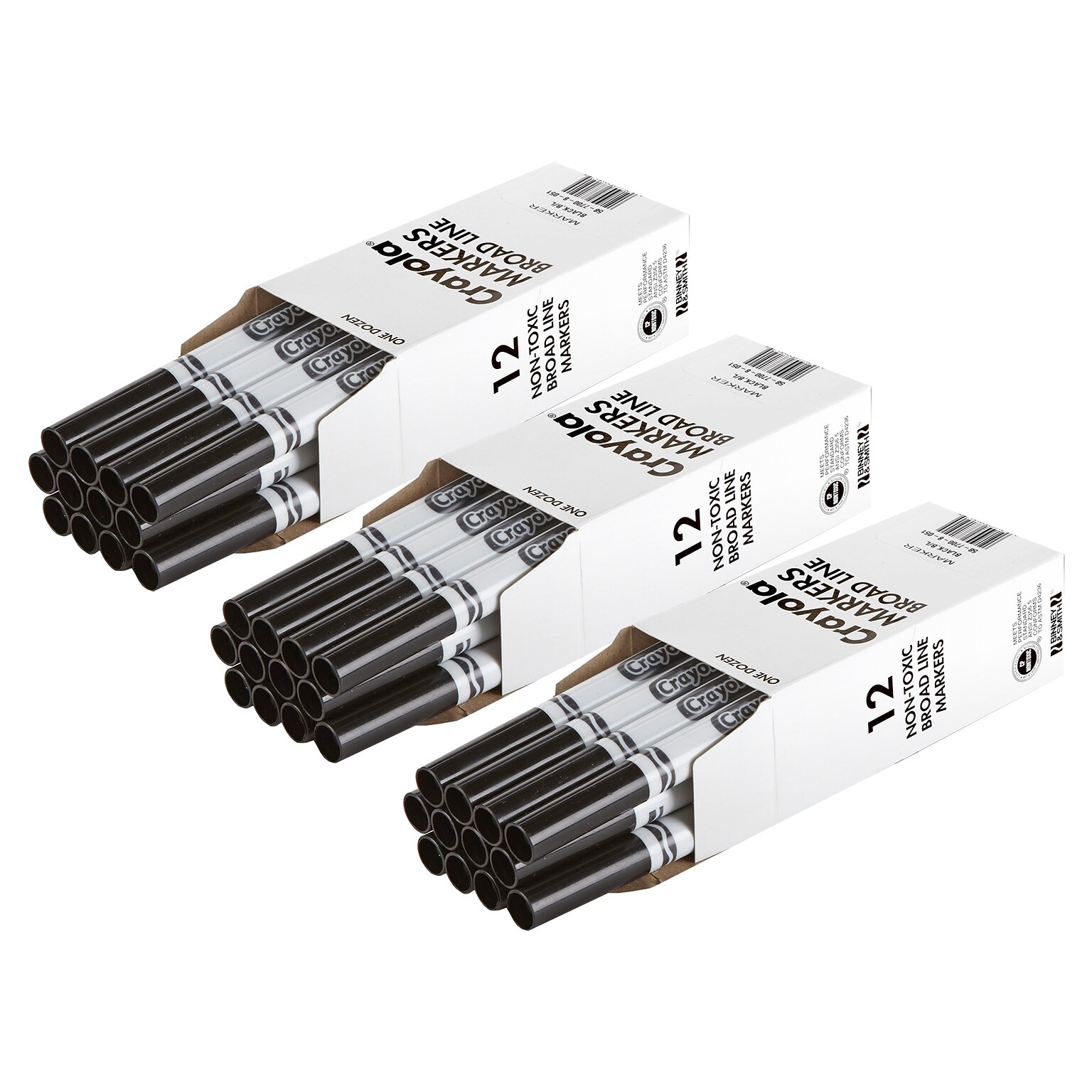 Crayola Bulk Markers, Conical Tip, Black, 12/Pack, 3 Packs/Bundle (BIN587700051-3)