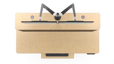 VersaDesk PowerLift Split-Level 60"W Electric Rectangular Adjustable Standing Desk, Maple/Black (PL2SD6030-BM)