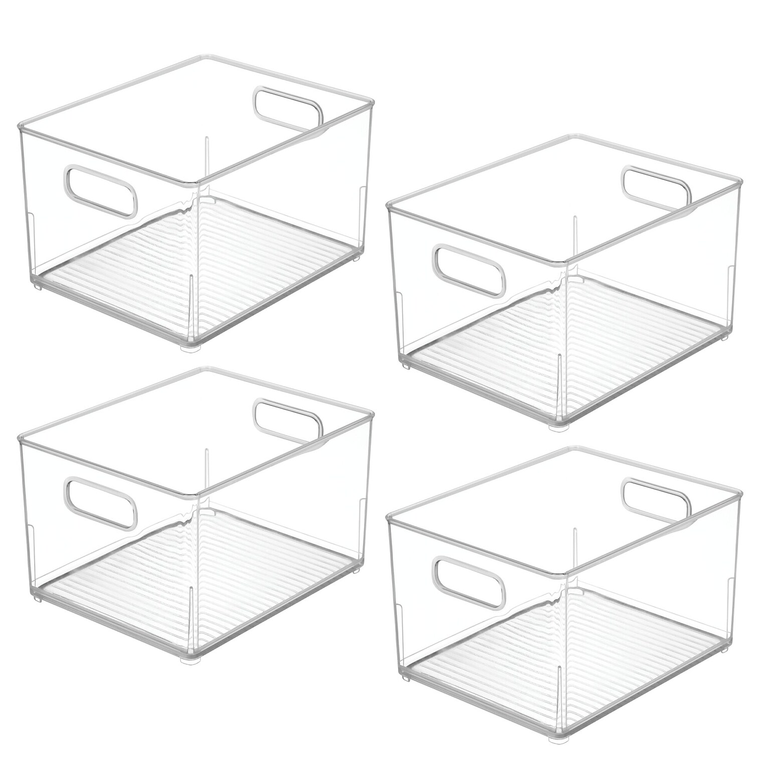 iDESIGN Stackable Plastic Storage Bin with Handles, Clear, 4/Pack (29205M4)