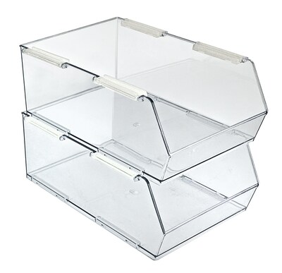 Azar Displays Large Narrow Plastic Storage Bin, Clear, 4/Pack (556712-4PK)