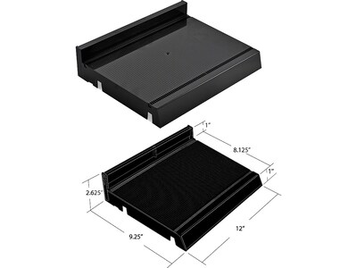 Azar 2.63" x 12" Pegboard 8-Compartment Cosmetic Tray, Black, 2/Pack (225830-8COMP-BLK-2PK)