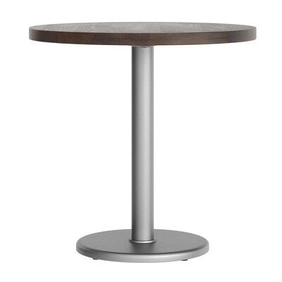 Flash Furniture Bennett 30" Round Wooden Commercial Indoor Table, Dark Brown Top/Silver Base (GSFRD30DBTR18S)