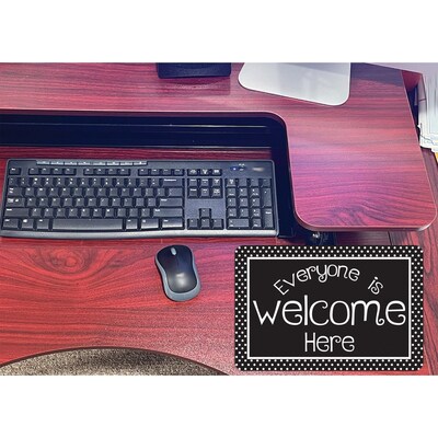 Ashley Smart Poly Computer Mouse Pad, 8" x 10", Everyone is Welcome Here, BW Dots, 6/Pack (ASH12509-6)