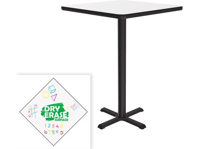Correll Square-Shaped Dry-Erase Markerboard Cafe Table, 30" x 30", Frosty White/Black (BXB30DES-80)