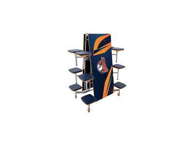 AmTab Rectangular Mobile Cafeteria Table w/ 12 Stools, 30" x 145", Assorted Colors (MST1212)