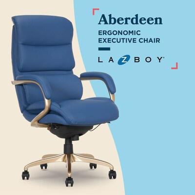La-Z-Boy Aberdeen Ergonomic Bonded Leather Swivel Executive Chair, Blue (51545-BLU)