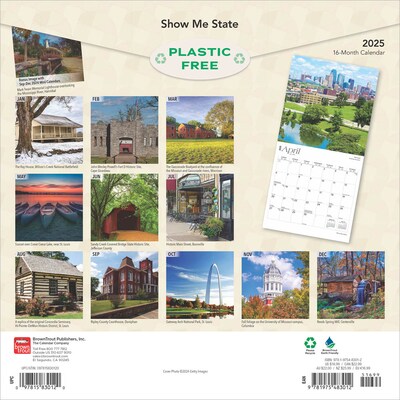 2025 BrownTrout Show Me State Missouri Places 12" x 12" Monthly Square Wall Calendar (9781975483012)