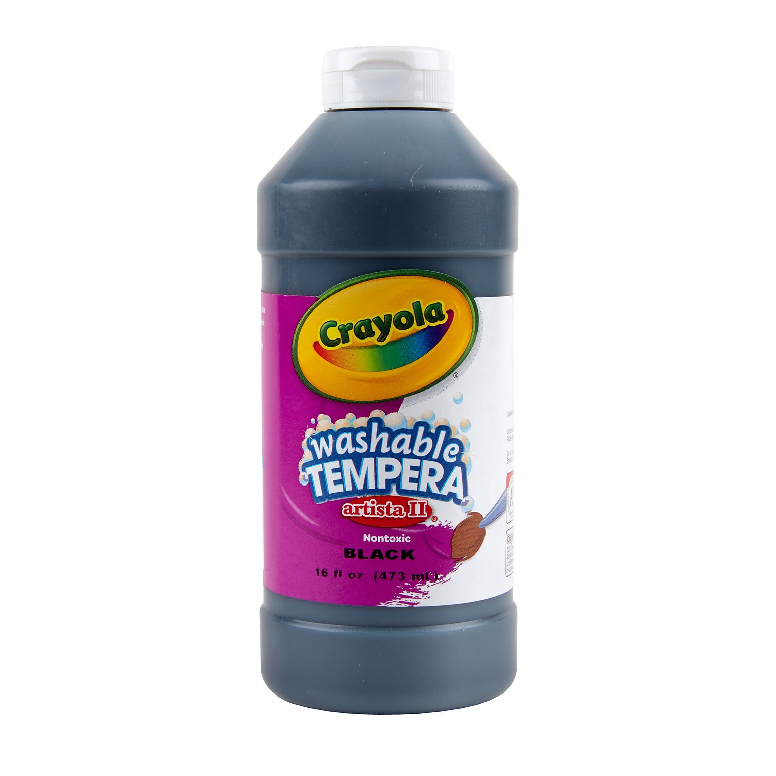 Crayola Artista II Washable Tempera Paint, Black, 16 oz. (54-3115-051)