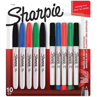 Sharpie Permanent Markers, Assorted Tips, Assorted Colors, 10/Pack (2168860)