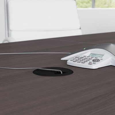 Bush Business Furniture 120W x 48D Boat Shaped Conference Table with Metal Base, Storm Gray (99TBM120SGSVK)