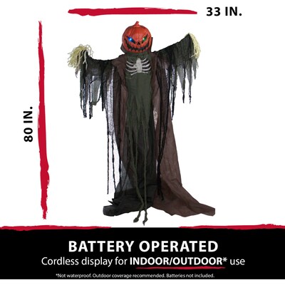 Haunted Hill Farm Life-Size Poseable Pumpkin Scarecrow (HHPUMP-4FLS)