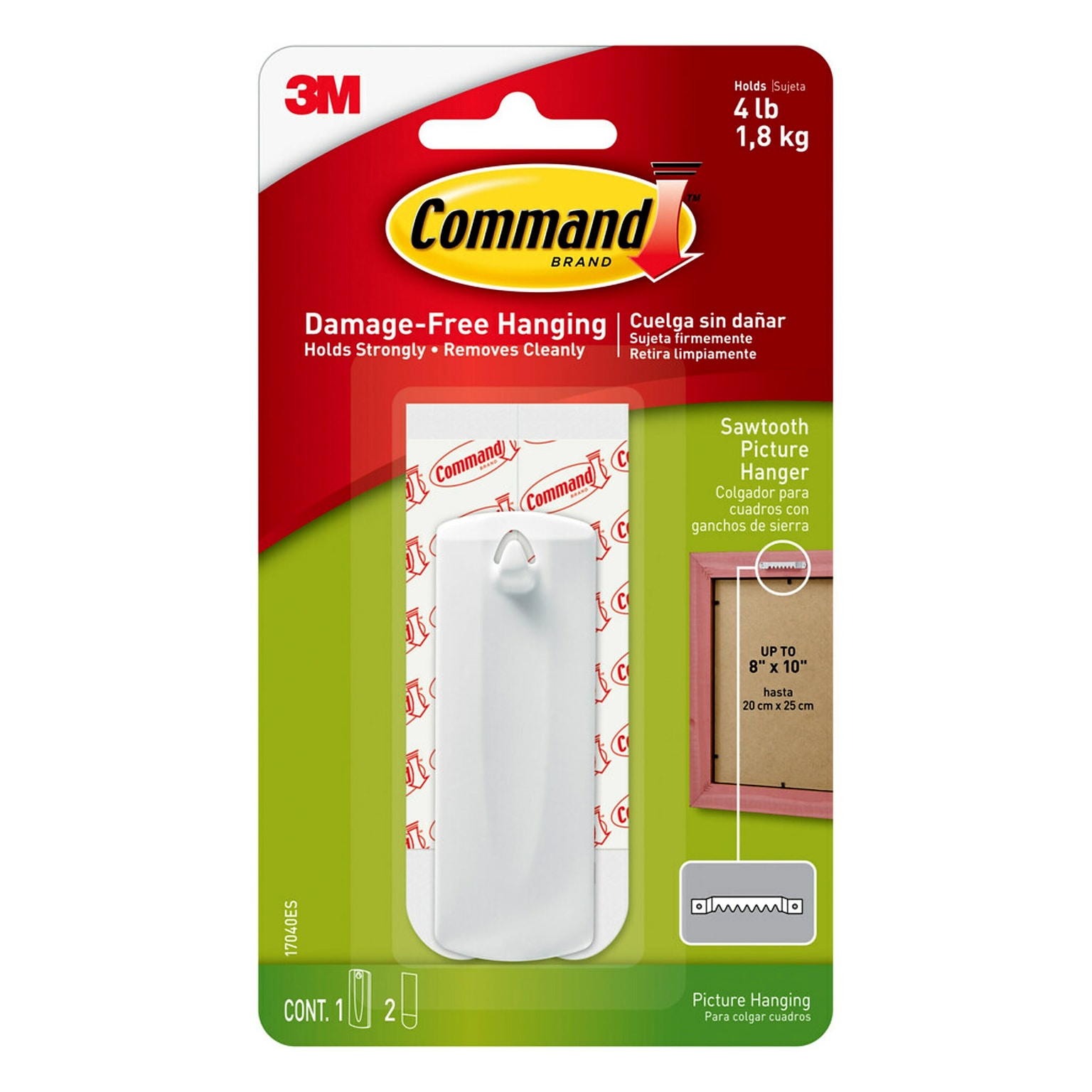 Command™ Sawtooth Picture Hanger, White (17040ES)